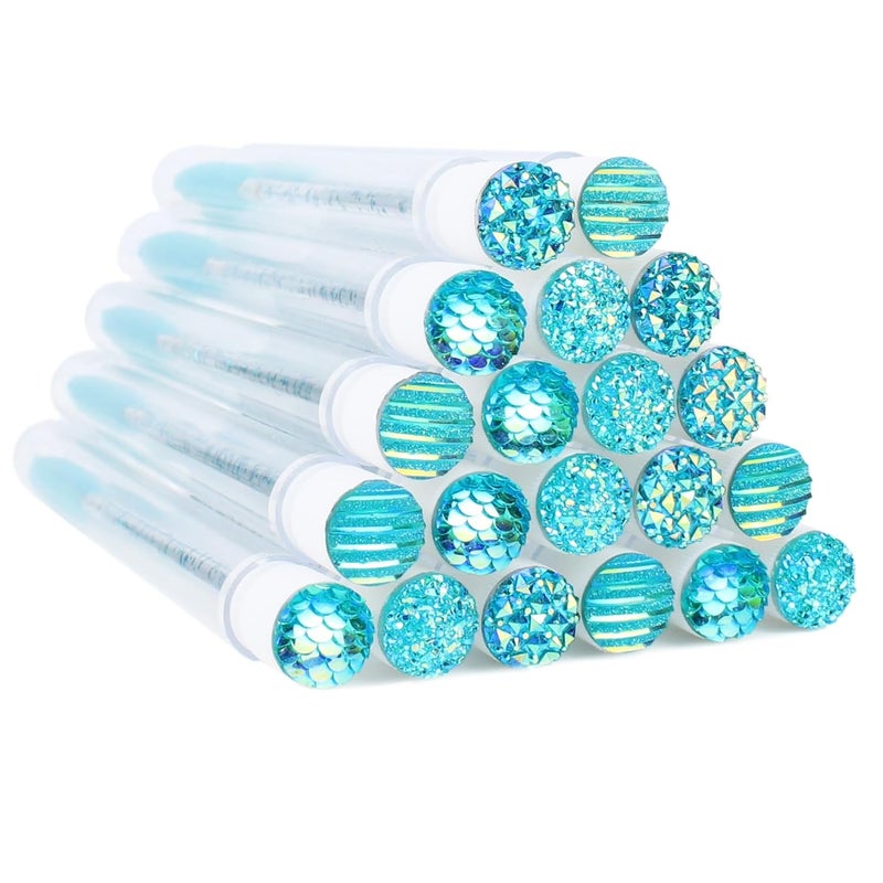 SenRocc 20 Sets Mascara Wand Tube Diamond Eyelash Spoolies Babyblue Mascara Brushes Lash Brush Makeup Tool Applicator Eyelash Brush Tubes Makeup Brush (4C-Babyblue) - Image 1